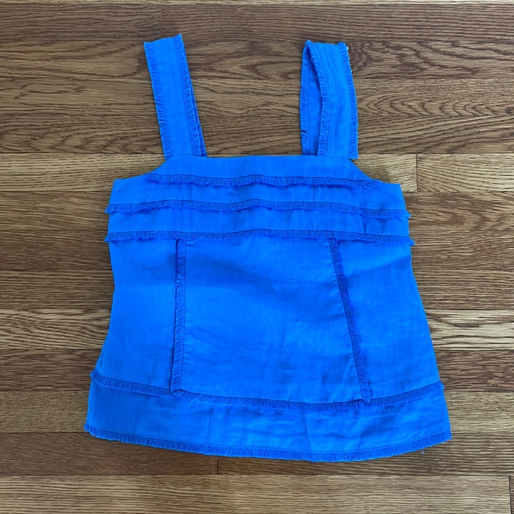 J Crew blue cotton tank top with fringing